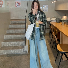 情侣复古撞色显白格子长袖衬衫春夏2025新款开衫上衣insCS002-55，男装衬衫，星座911-3