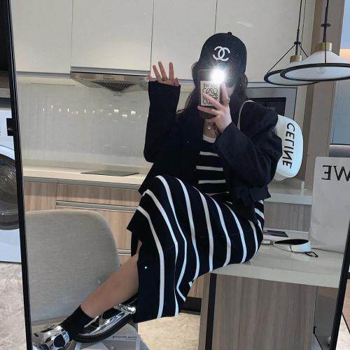 1409吊带条纹长裙，女装背心吊带，XTZ style