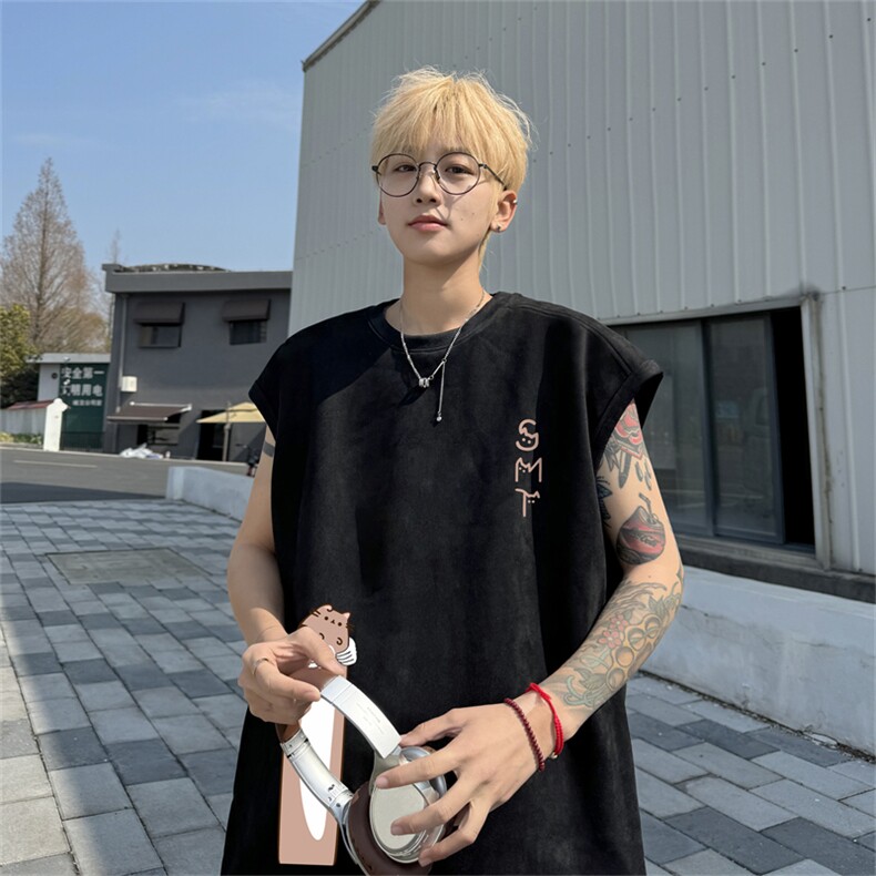 麂皮绒背心坎肩男T恤美式港风潮JB452-特P19控38,男装背心/马甲,电商B370