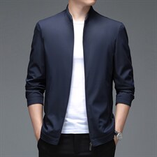 中年男士纯色立领夹克男2023春季新款时尚休闲上衣百搭爸爸外套男，男装夹克，电商B212（原钱塘6029）