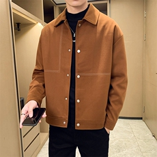 男新款呢子大衣秋冬妮子毛呢拼色宽松夹克外套A236-JK-5037-P135，男装夹克，电商A236