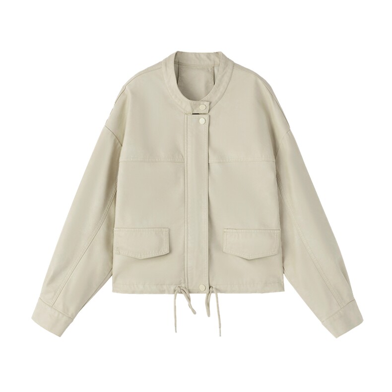 【新款，】宽松短款皮衣外套上衣2C215-P140-K199,女装皮衣,2C215