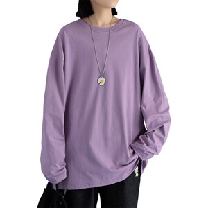 纯棉新款情侣纯色长袖T恤男女士打底衫圆领A158-T88889-P20控价28，男装T恤，电商A158-1