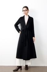 2025年秋季长袖通勤韩版浴袍双面呢大衣中长款，女装双面呢大衣，森墨