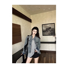 美式复古水洗做旧牛仔外套男女春秋高级感宽松拉链夹克上衣，男装工装外套，星座506A