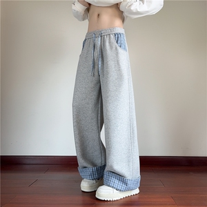 秋季新款美式撞色拼接格子设计感休闲卫裤B315-K25854-特p40控78图片