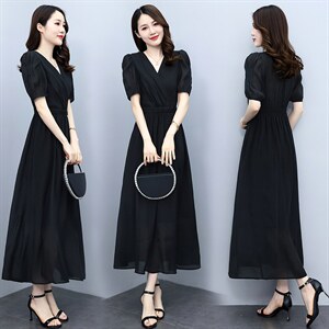 高级感天丝连衣裙女2024夏季新款气质妈妈收腰显瘦高腰薄款a字裙图片