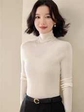扬子纱精纺100%羊毛衫女半高领打底衫秋冬款修身上衣内搭针织毛衣，女装针织衫/毛衣，凯思米羊绒