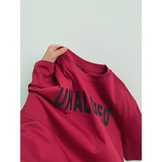 抖音供货（硅胶260g）重磅纯棉厚板字母宽松短袖T恤TX65-P28，男装T恤，星座301C-5