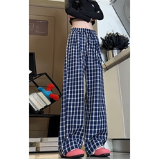 2026春季新款潮格子休闲裤男老钱风大码直筒阔腿裤K5628特P30控58，男装休闲裤，电商A001