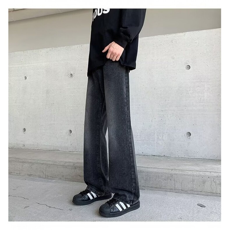 复古蓝微喇叭牛仔裤男美式高街新款水洗直筒显瘦休闲裤,男装牛仔裤,星座1013