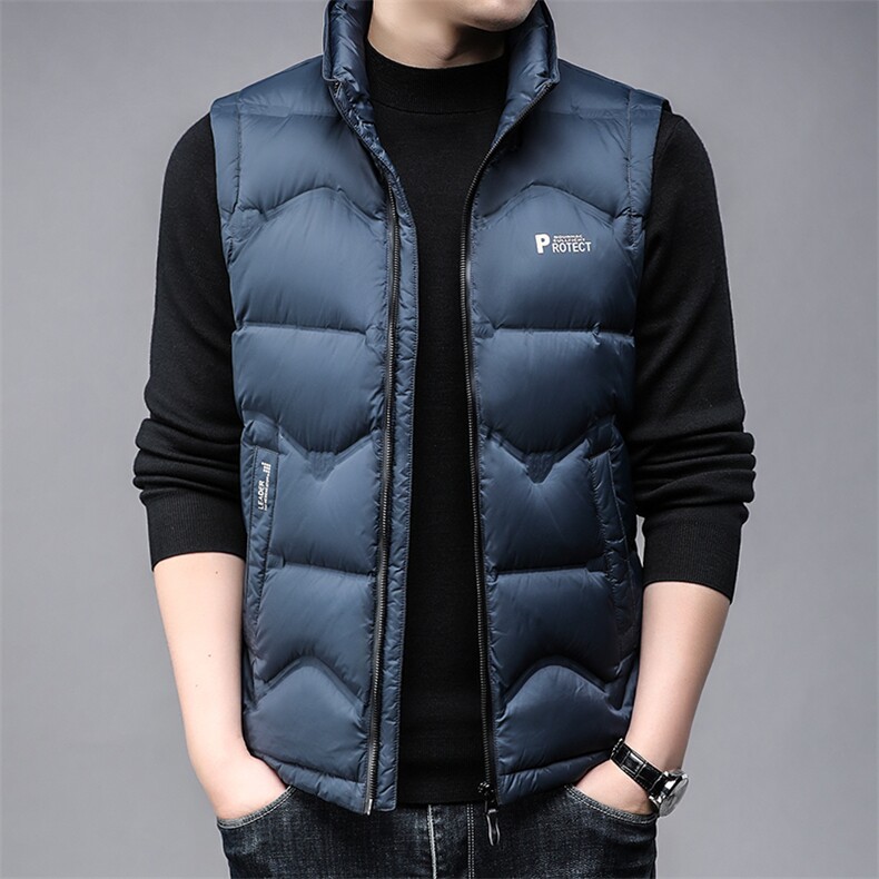 B8012白鸭绒90绒时尚休闲简约冬季厚款中年男士羽绒服马甲,男装羽绒服,钱塘207-3