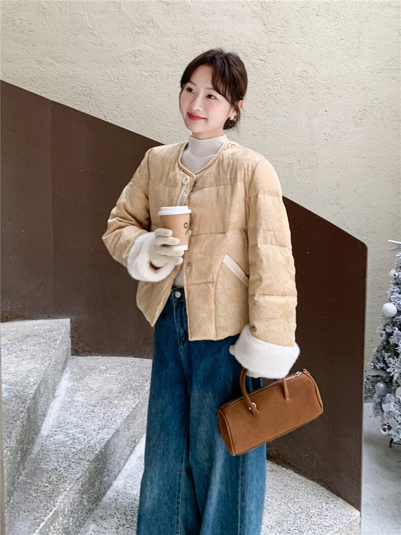 2025年冬季新中式羽绒服短款50白鸭绒RF2C290-6898#-P295-K399,女装羽绒服,蝶眷