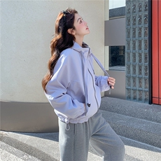 现货！现货！韩系休闲连帽短款外套女2026春秋新款小个子夹克上衣，女装短外套，2C306