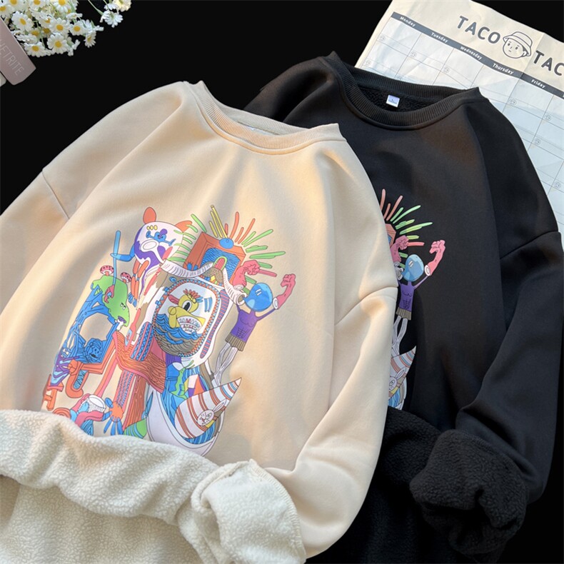 抖音供货、重磅加绒加厚卫衣秋圆领宽松D223A-DY-WY2213-P48,男装卫衣,电商019-1
