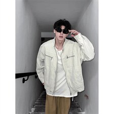 26春装高品质老钱风立领夹克外套男女美式潮牌拉链工装风宽松上衣，男装夹克，电商A486