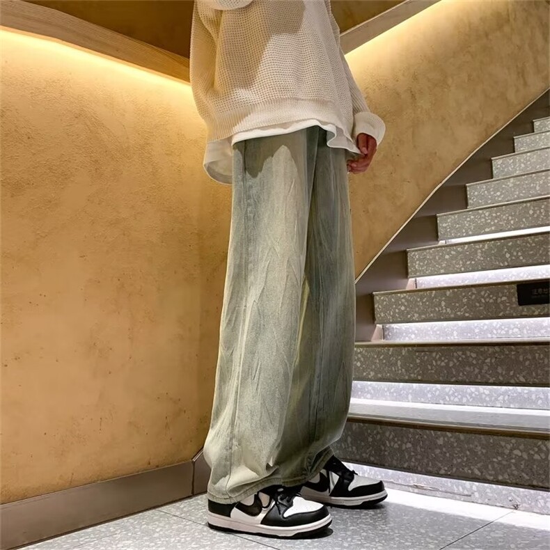 设计感牛仔裤男秋冬hiphop高街直筒工装裤vibe阔腿宽松N1413-P45,男装牛仔裤,星座1008-1