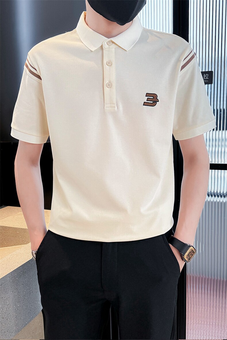 2025夏季短袖T恤翻领织带设计Polo衫高级感时尚上衣T0277-P48控78,男装T恤,电商D342