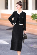 2025早春红色小香风套装连衣裙女春秋时尚高级感订婚半身裙两件套，女装套装/套裙，尚洛菲