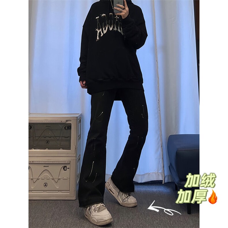 档口签约模特勿盗图高转化加绒秋冬牛仔裤现货,男装牛仔裤,星座310A-4