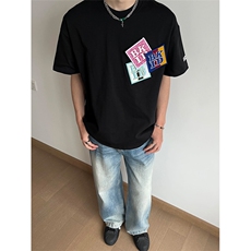 网图有货美式夏季魔术贴短袖T恤男女纯棉情侣宽松上衣A500-P38，男装T恤，星座1505