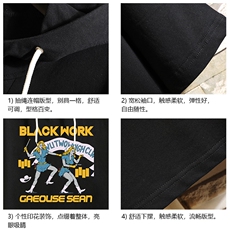 连帽短袖t恤男大码胖子带帽五分袖中袖砖墙挂拍LD54304-P45，男装T恤，电商A040A