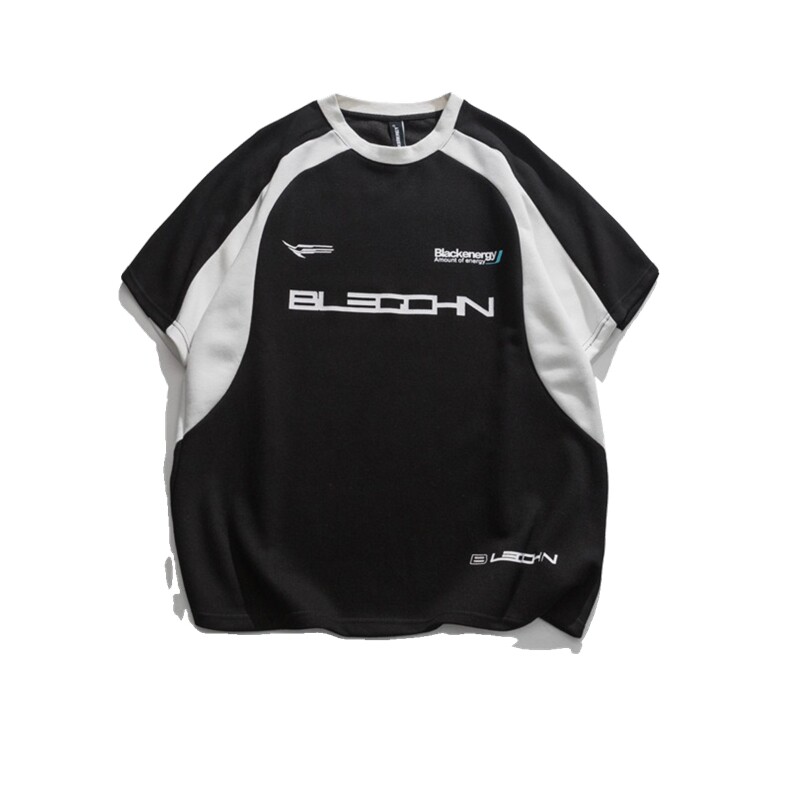 撞色插肩短袖男美式复古重磅t恤夏季新款潮牌高街五分袖上衣，男装衬衫，星座1210-1