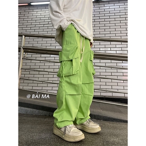 美式高街7工装直筒裤男潮牌hiphop阔腿拖地裤XZ211-1-K2202-P65图片