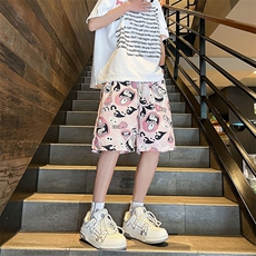 新款上市夏季短裤小妖怪潮流印花时尚宽松休闲裤子K22366-P30，男装牛仔裤，电商A128