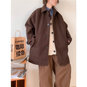 毛呢大衣男女韩版潮流纯色百搭帅气宽松2024春冬ins外套W6325-P72图片