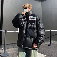 美式刺绣新款pu皮棉衣外套男加厚冬季情侣装棉服面包服MW169，男装棉衣，星座1116A-1（原606A）