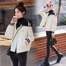 现货主推-2024冬季新款时尚休闲百搭螺纹披肩翻领加棉棉服外套女，女装棉衣/棉服，霓裳依族