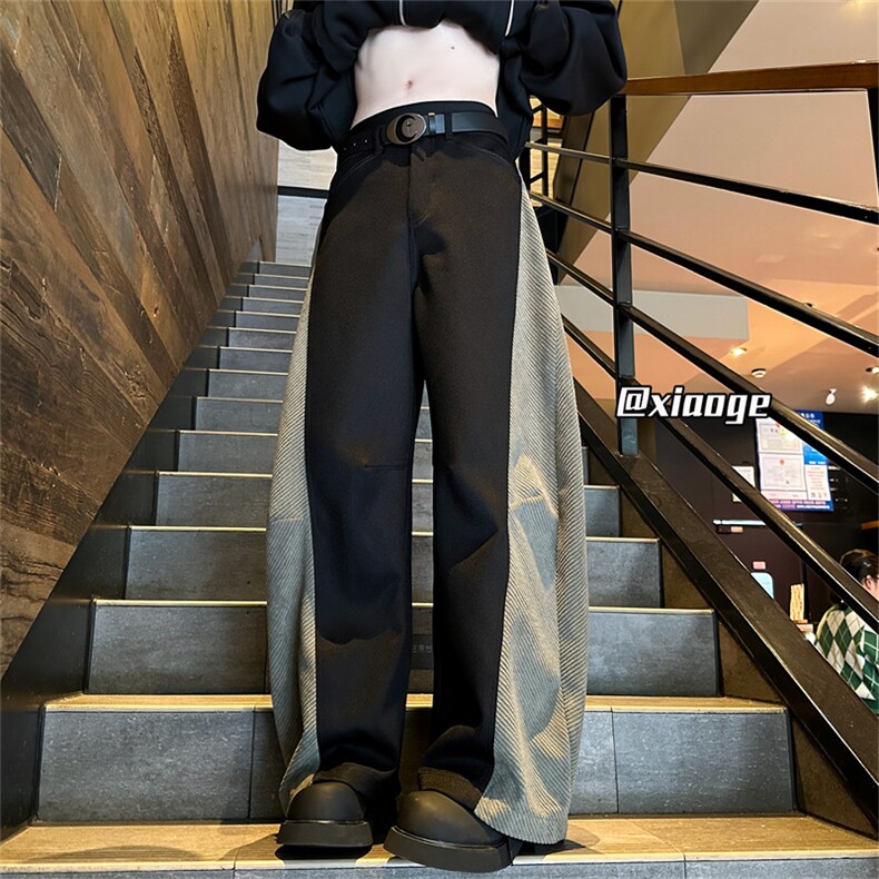 XZ616 秋冬重磅撞色拼接美式复古百搭休闲长裤 TY1138 P65控88图片