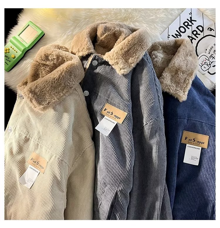 日系复古灯芯绒棉服男女冬季潮牌羊羔毛外套设计感棉袄GM226-P70,男装棉衣,星座1008-1