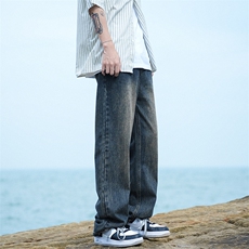 高个子垂感牛仔裤男春秋季潮牌直筒宽松日系cityboy显瘦拖地裤子，男装卫衣，电商A310
