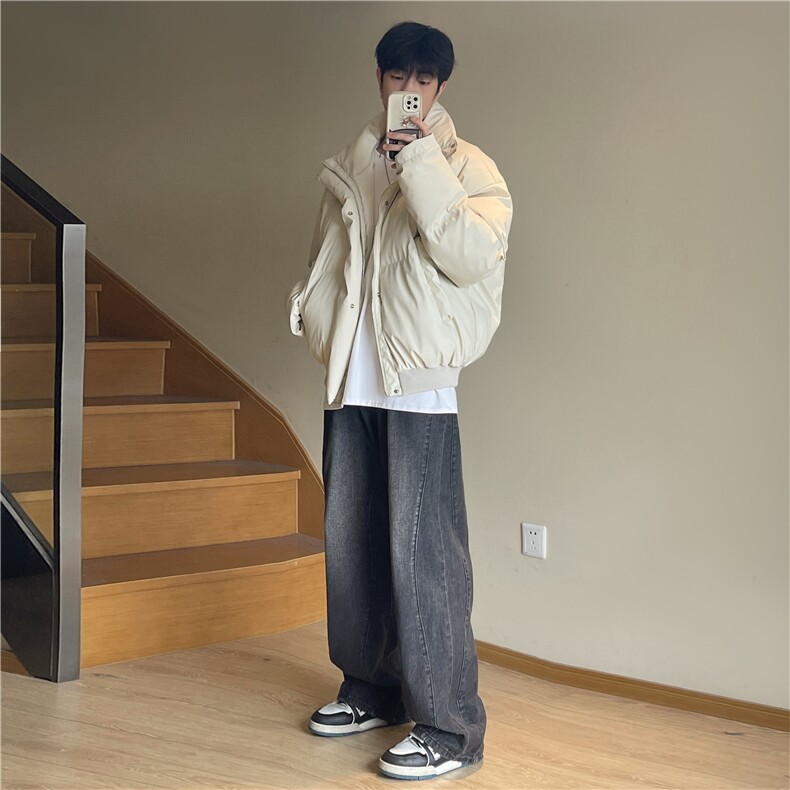 PU皮飞行夹克棉服男款冬季加棉加厚保暖棉衣外套情侣短款立领棉袄,男装棉衣,电商A450