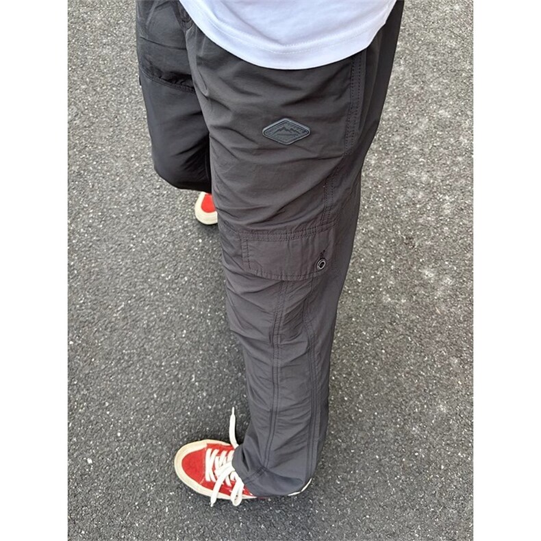 灰色多口袋速干工装裤男款夏季冰丝凉感裤子直筒宽松休闲裤，男装工装外套，星座506A
