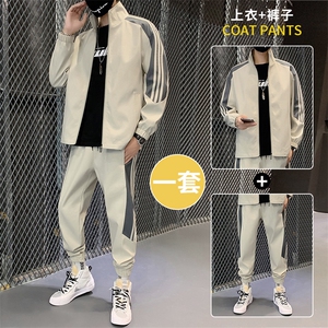 现货主推秋冬休闲运动套装男新款棒球领开衫款运动潮男D02P70图片