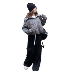 韩版时尚双面呢拼接羽绒服女2025冬季新款显瘦加厚90白鸭绒短外套，女装羽绒服，韩蜜菓