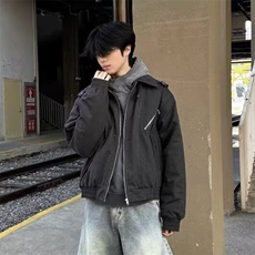 美式复古水洗拼接多口袋做旧解构拉链Bomber夹克外套短款JKK19P95，男装夹克，电商D256-2(原A064-2)