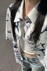 特批P27无差价夏威夷鲸鱼印花速干衬衫男夏装外套沙滩衬衣CD5502，男装衬衫，电商A001-1