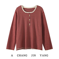 2025年秋季套头通勤常规长袖圆领条纹长袖，女装针织衫/毛衣，丹芙娇羊绒