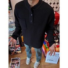网图有货秋冬季亨利领毛衣男老钱风打底针织上衣A147-P60，男装针织衫/毛衣，星座1505