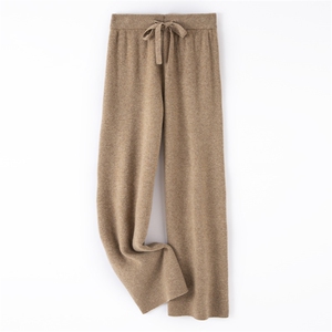 秋冬新款加厚针织羊毛裤女宽松高腰阔腿裤休闲直筒裤羊绒垂感长裤图片
