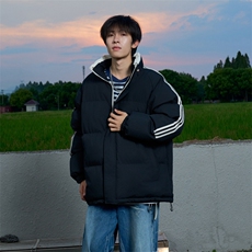 ！冬季条纹五防立领加绒加厚棉衣情侣撞色棉服外套MY7777-P68，男装棉衣，星座610B-1