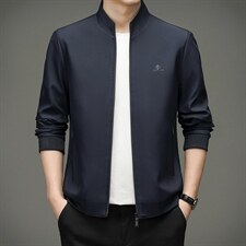 2023新款男装夹克春季中年男士立领纯色商务休闲爸爸春装宽松外套，男装夹克，电商B212（原钱塘6029）