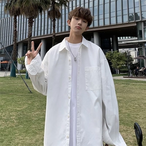 春夏季新款衬衫潮流慵懒男方领宽松型衬衫QC15P38图片