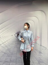 2022春季新款纯两穿金属别针宽松衬衫女，女装衬衫，尚言