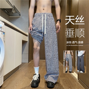 抖音品质夏季潮流设计感宽松冰丝休闲裤B315-K25750-特p25控48图片