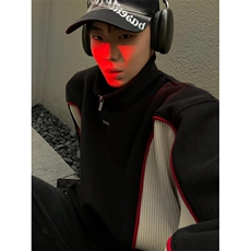 【有货】半拉链立领卫衣男春秋美式高街机车夹克外套WT05CC-P65，男装夹克，星座1007（原301D）